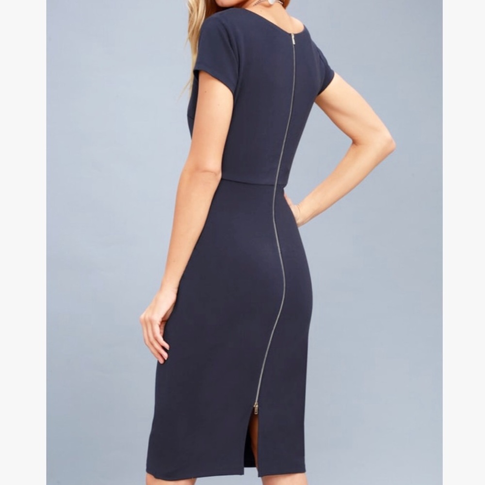 NWT Lulu’s Navy Blue Bodycon Midi Dress